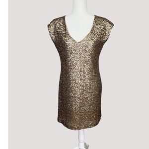 Sara Gambarelli Gold Sequin Open Back Dress Size 42 Size 6/8